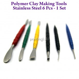 Polymer Clay Making Tools Stainless Steel 6 Pcs - 1 Set ( GJ-05 )